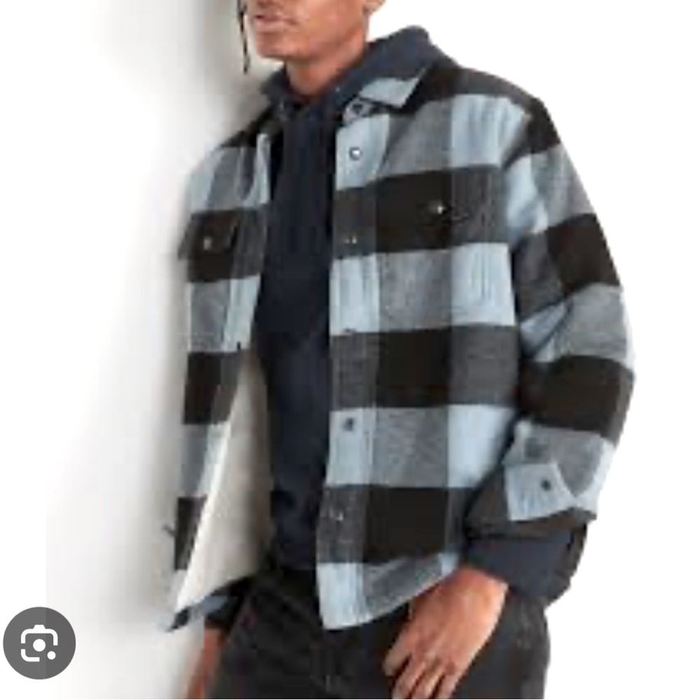 Old Navy Plaid Wool-Blend Sherpa-Lined Shirt Jacket - Men’s Small